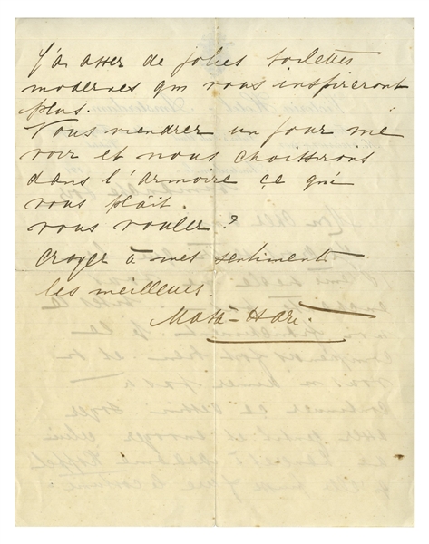 Mata Hari Autograph Letter Signed -- Scarce as Signed With Her Stage Name ''Mata Hari''